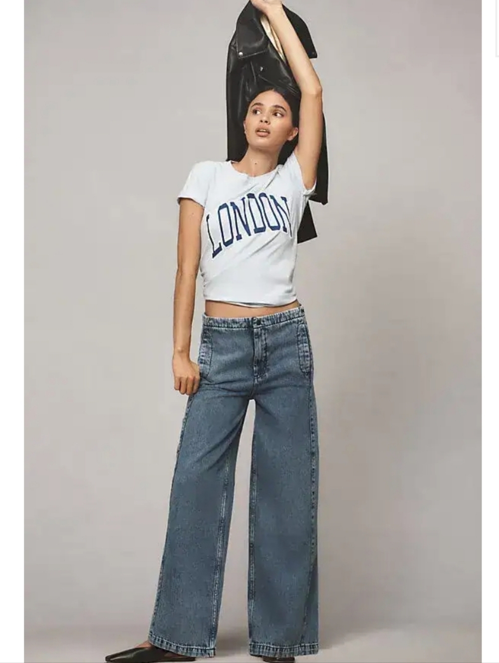 Pilcro Wide-Leg Jeans in Medium Blue